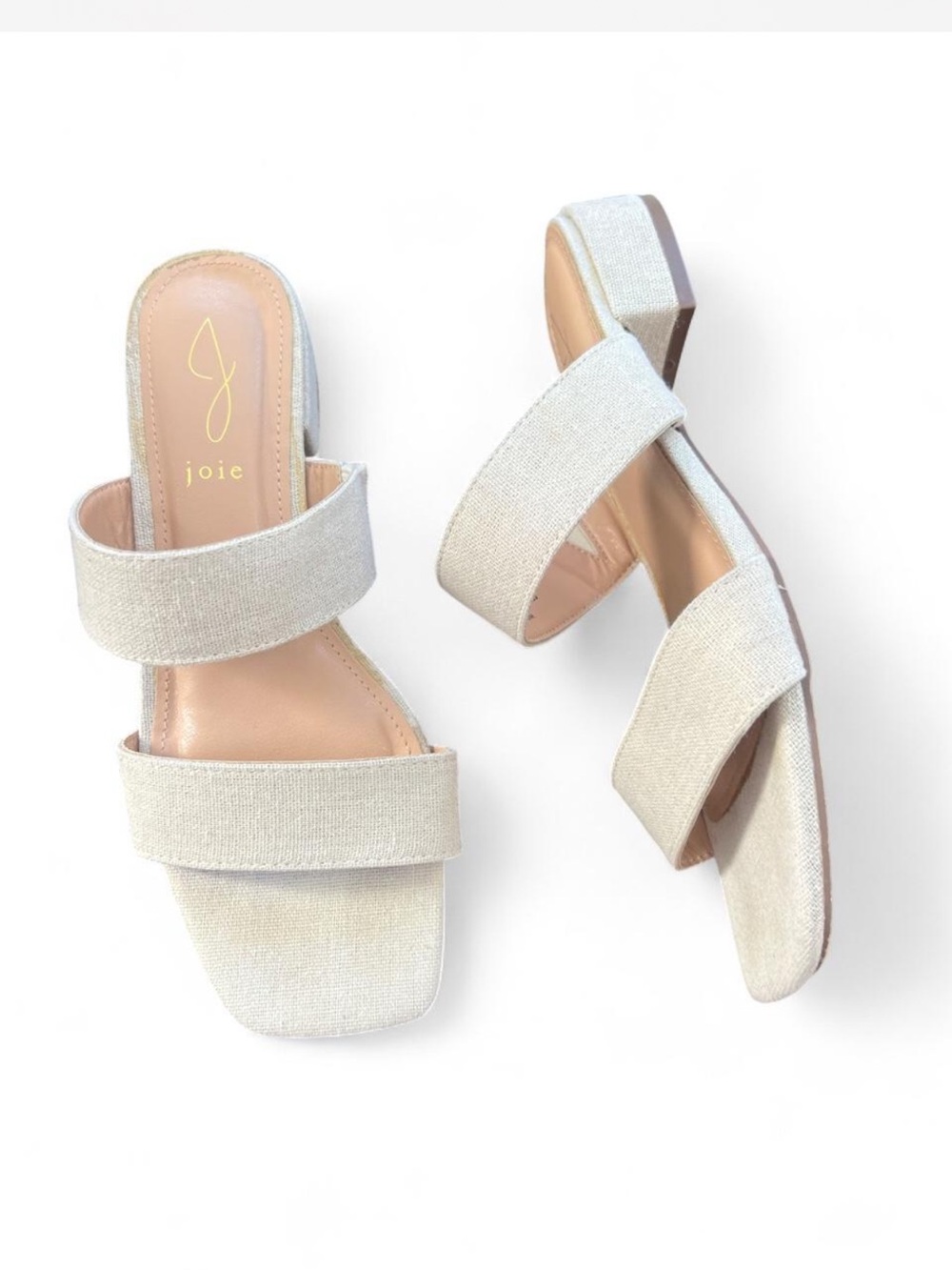 Joie Nolita Linen Dual Strap Slide Sandals Tan Beige Size 8